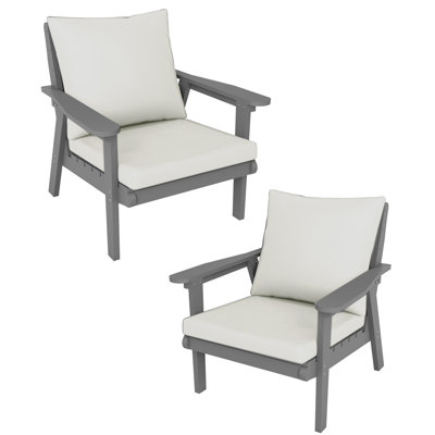 Outdoor Hdpe Patio Furniture Sofa, 4 - Person Seating Group With Cushions,Outdoor Conversation Couch Set With Coffee Table For Patio