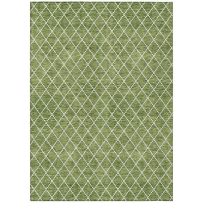 Tapis géométrique lavable intérieur / extérieur vert 5 pi x 8 pi
