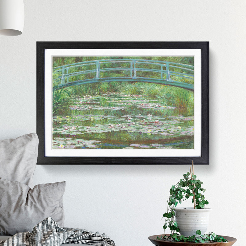 The Japanese Footbridge Vol.2 by Claude Monet - Picture Frame Painting, 36cm H x 48cm W x 2cm D, Black