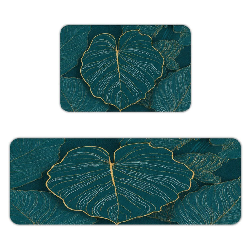 Ensemble de 2 tapis de cuisine bleu sarcelle