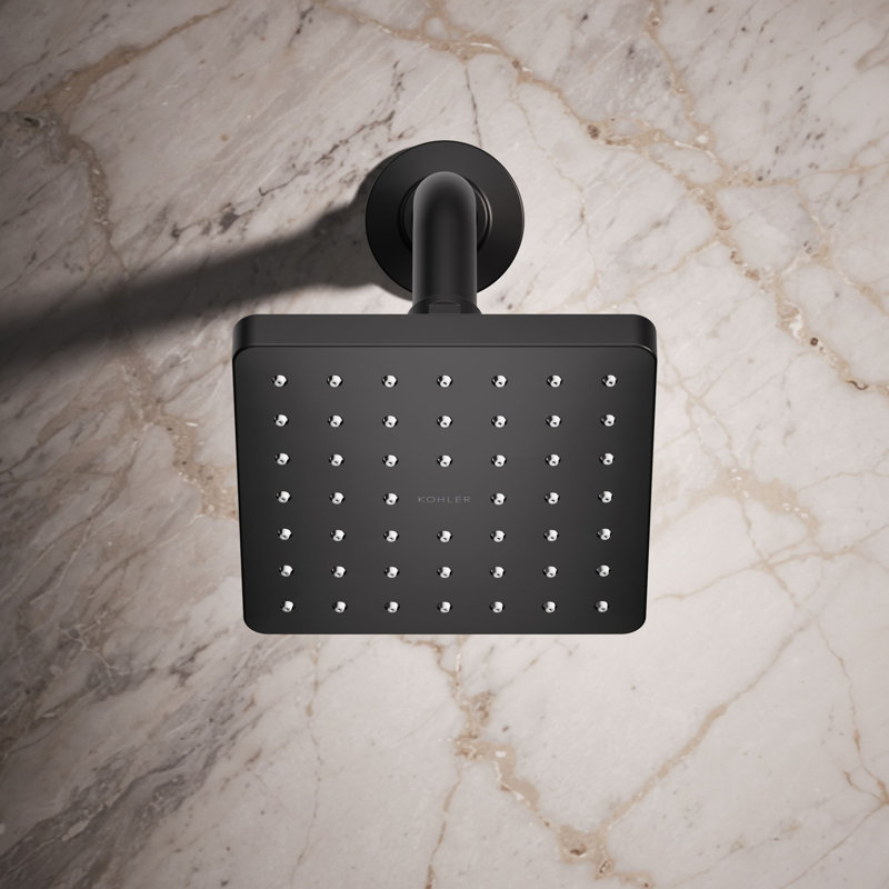 Parallel Single-Function Square Showerhead, Shower Head with One Spray, 2.5 GPM, Matte Black