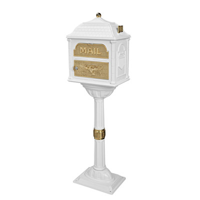Classic Pedastal Mailbox - with Polished Brass Accents