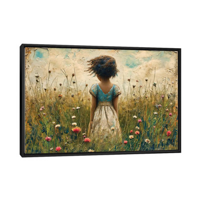 «Young Girl In Blue Dress», reproduction d'art murale encadrée
