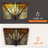 14" Retro Painted Tiffany Style Square Half Ceiling Lamp Colored Glass Lampshade Double Head Design Includes Bulb