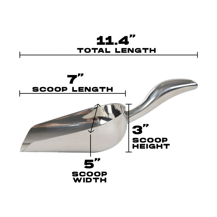 Lemonsoda Stainless Steel Utility Ice Scoop - Rustproof Metal | 11.4 Inches, Size: Large, Silver