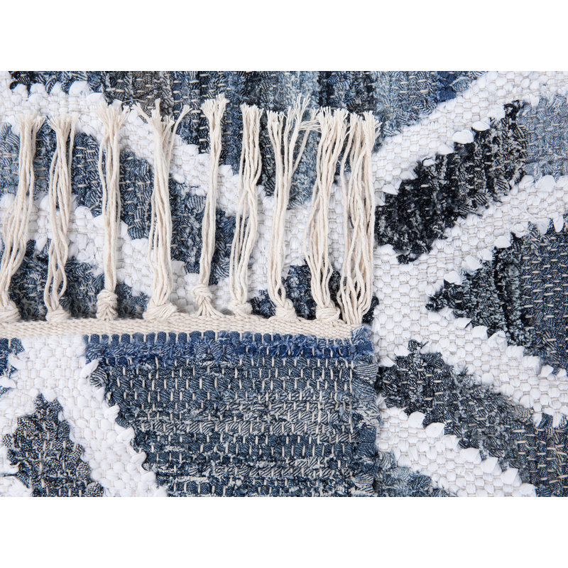 Geometric Cotton Hand Woven Area Rug, Rectangle 140 x 200cm