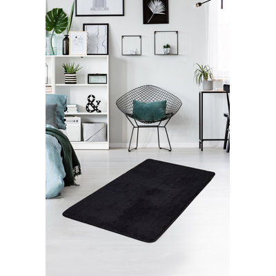 Tapis en acrylique noir de qualité supérieure, 27,6 po x 47,2 po | 100% acrylique, hauteur des poils: 0,7 à 1,2 po, 1,5 lb / pied carré | Antibactérien, antidérapant, dessous lavable à la machine | Parfait pour la décoration de la maison et du bureau