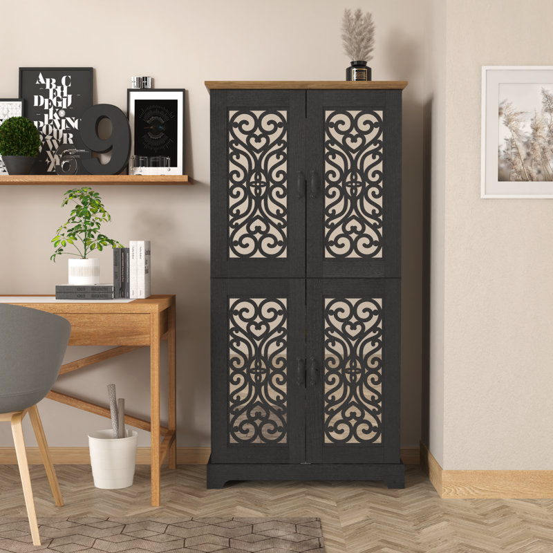 Clarksville 63.6'' 4 Door Kitchen Pantry, Black Oak/Knotty Oak