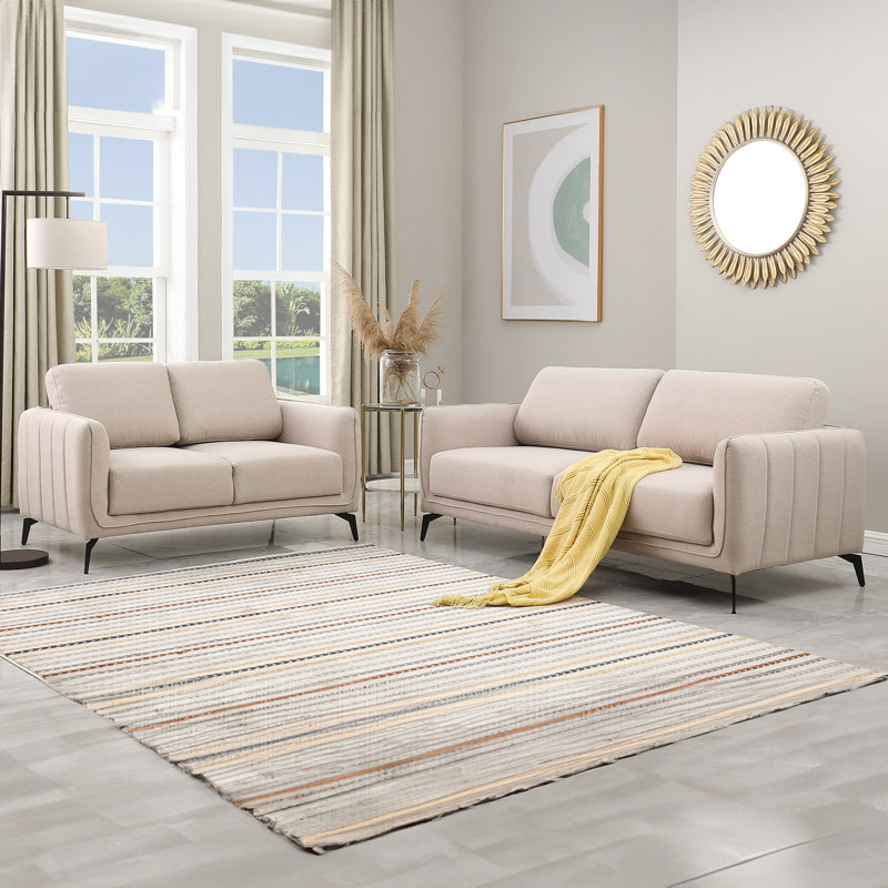 Chari Living Room Set, Chari Beige Fabric