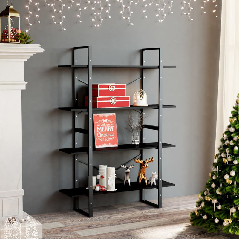 Bibliothèque Canne en bois d'ingénierie, Noir, noir, noir, noir, (5 tablettes) H 68,9 po x l 15,7 po x P 11,8 po