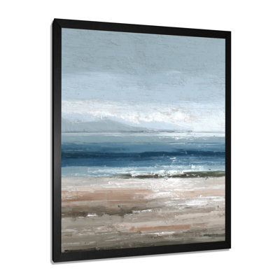 «White Blue Coastal Oceanic Oasis Found», reproduction d'art sur toile blanc sur la plage