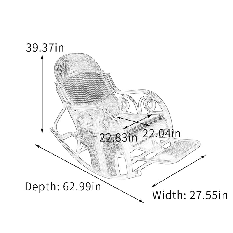 Chaise berçante en rotin avec repose-pieds rétractable, Café