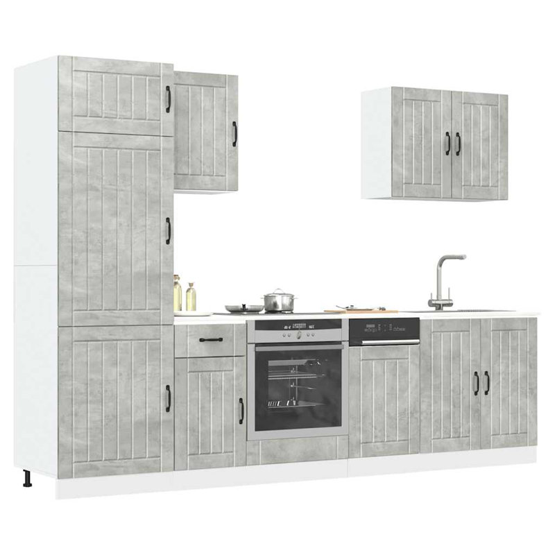 Kitchen Cabinet Set, Concrete Grey
