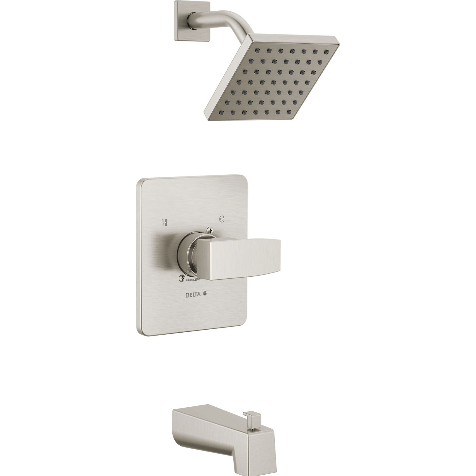 Modern Monitor 14 Series 1-handle Single Function Square Tub & Shower Trim, Stainless