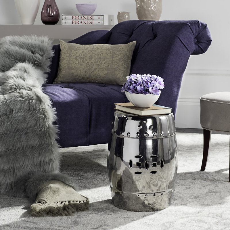 Greylock Accent Stool, Sliver
