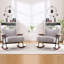 Chaise berçante grise pour salon avec structure en métal robuste et structure stable-2040944150