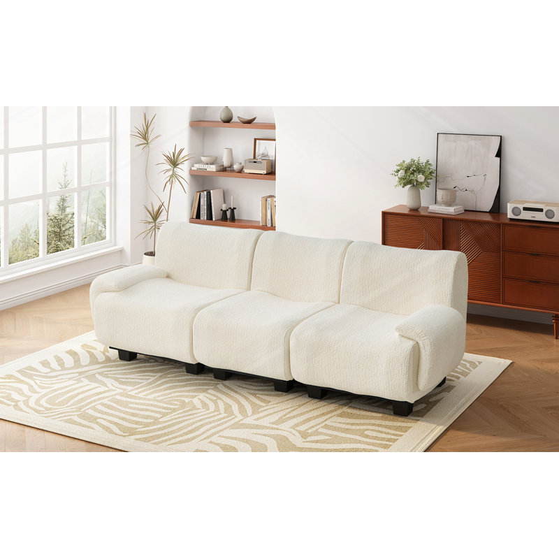 94.5" Sofa Couch Chenille Upholstered Sofa, Beige