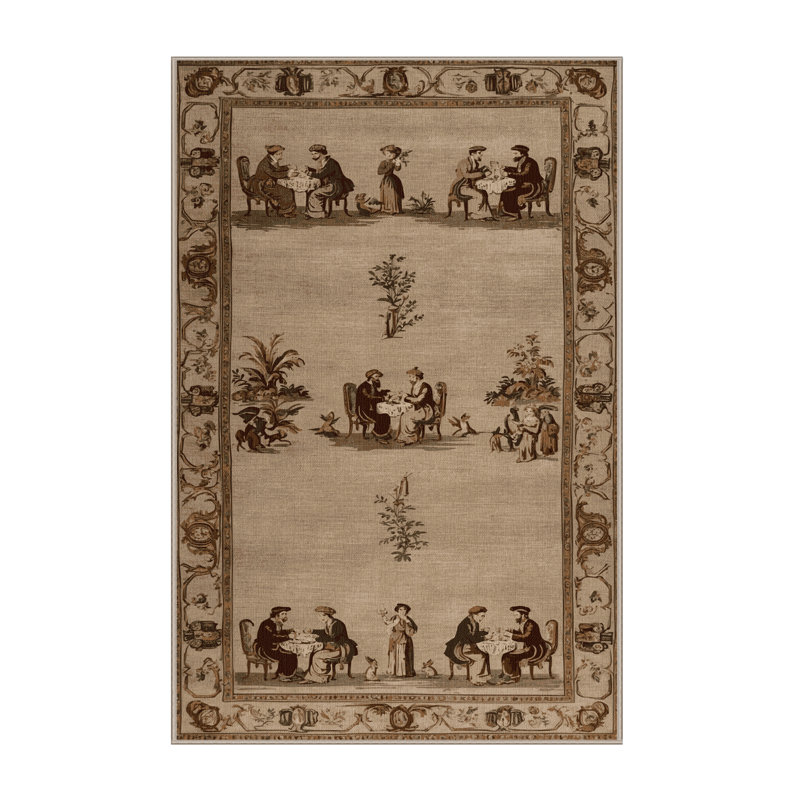 Tapis beige français lavable à la machine, Rectangle 6 pi x 9 pi