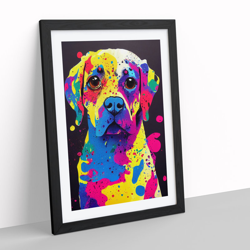 Dog Paint Splash No.7 - Framed Print, Black, 64cm H x 46cm W