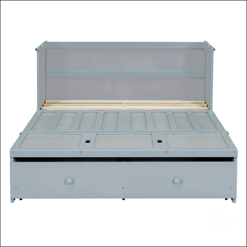Lit escamotable double avec port USB et grand tiroir