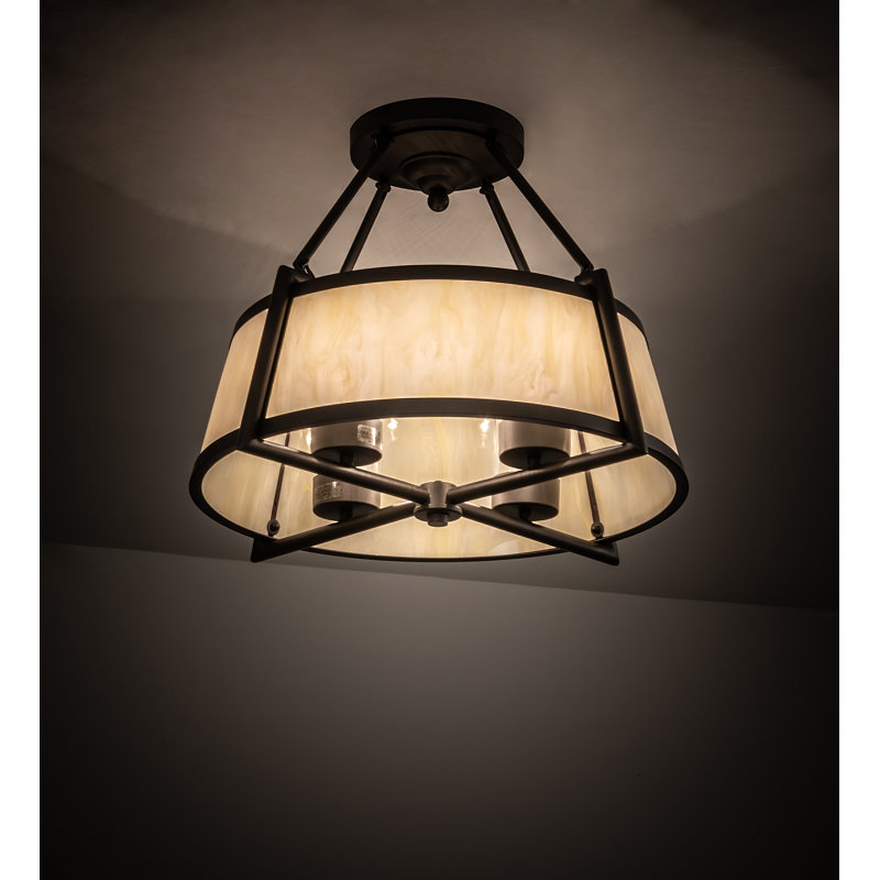 Elegant Cilindro 4-Light Semi-Flush Mount in Oil Rubbed Bronze with Crystal Accents