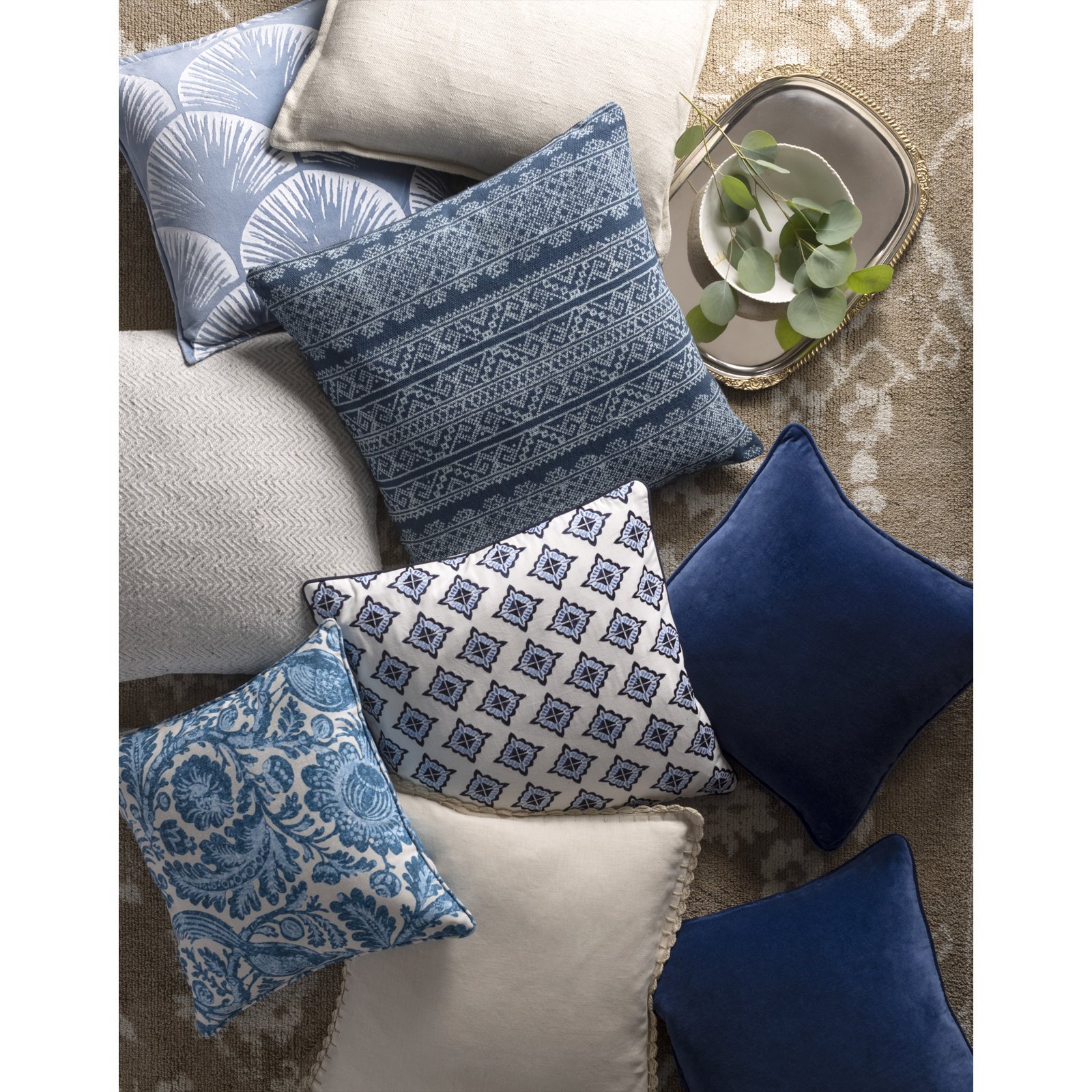 Carmela Geometric Cotton Throw Pillow, No Fill