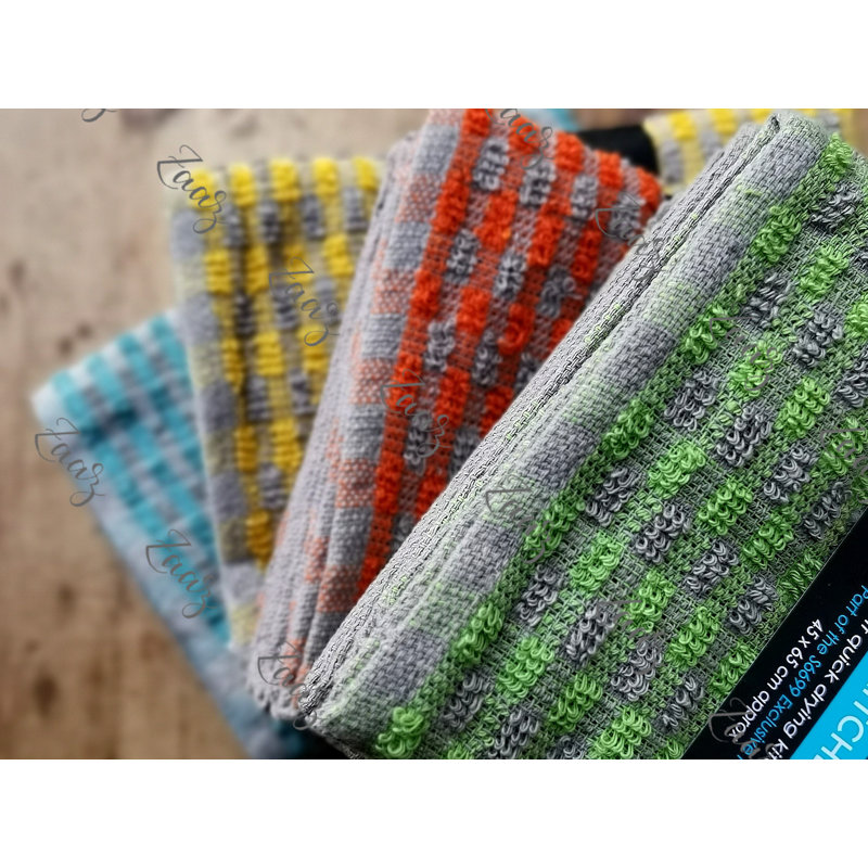 Cotton Jacquard Tea Towel Kitchen Towel, Yellow/Grey