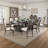 Arca 9Pc Dining Table Set With 8 Ivory Fabric Chair, Rustic Solid Wood