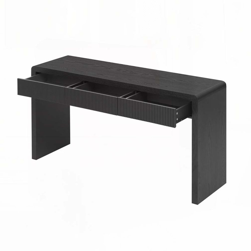 Console Table With 3 Drawers, Black