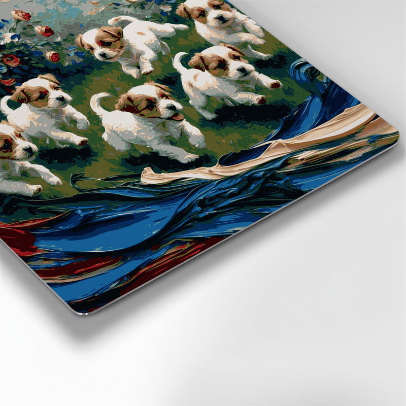 Chiens, jouet russe en métal mauve, art mural, H 16 po x l 16 po