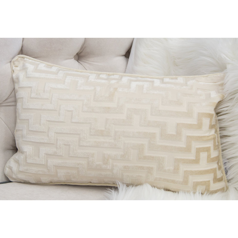 Keaya Geometric Outdoor Throw Pillow, Ivory