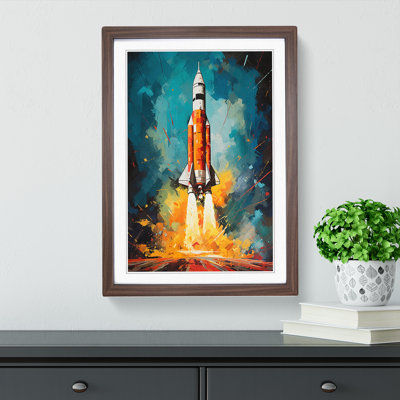 Rocket Action - Single Picture Frame Print on Wood