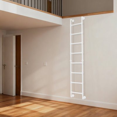 95.6Inch Height Bunk Bed Ladder, 8-Step Metal Ladder High Loft Attic Step Ladder 150Kg Load For Basement, Loft, Dorm, Small Spaces(95.67(H)*17.72(D)*5.91In(W))