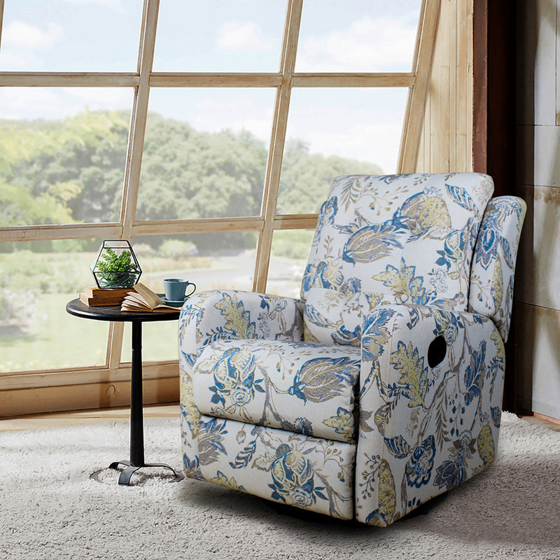 Fauteuil inclinable manuel berçant Salome, Mélange de polyester bleu