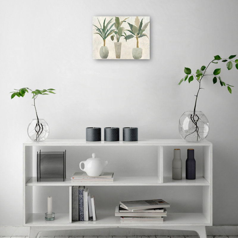 «Greenery Trio» par Studio Arts, reproduction d'art sur toile, H 18 po x l 24 po x P 1,5 po, Toile tendue