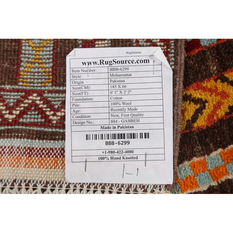 One-of-a-Kind Runner Hand-Knotted 2'2" X 6'1" Wool Brown Area Rug