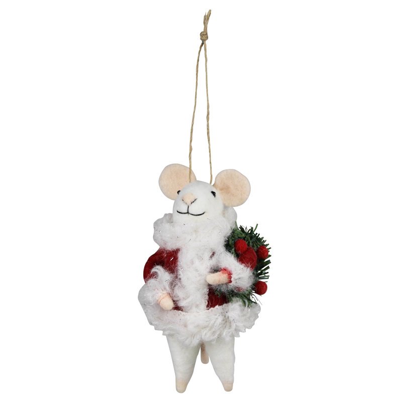 Ornement souris avec couronne - feutre