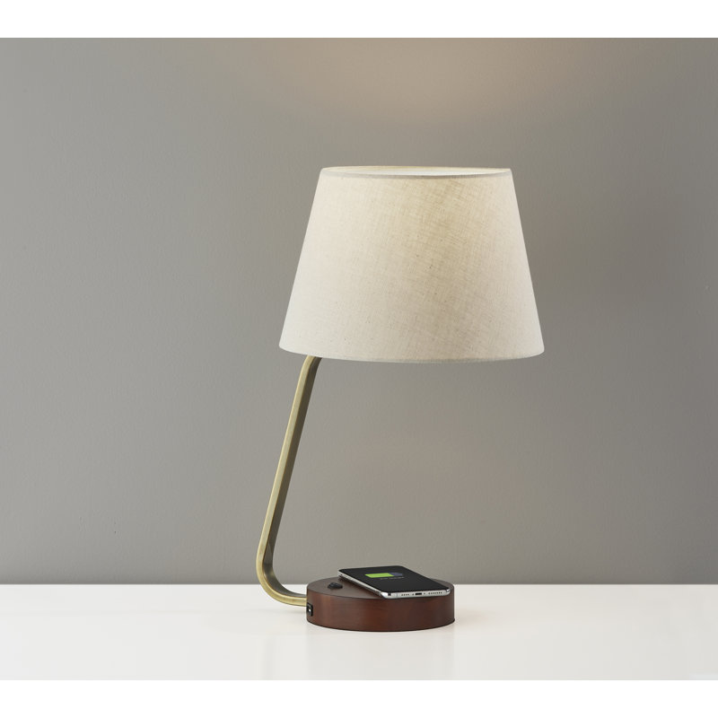 Ahana Solid Wood USB Arched and Desk, Brass, Beige
