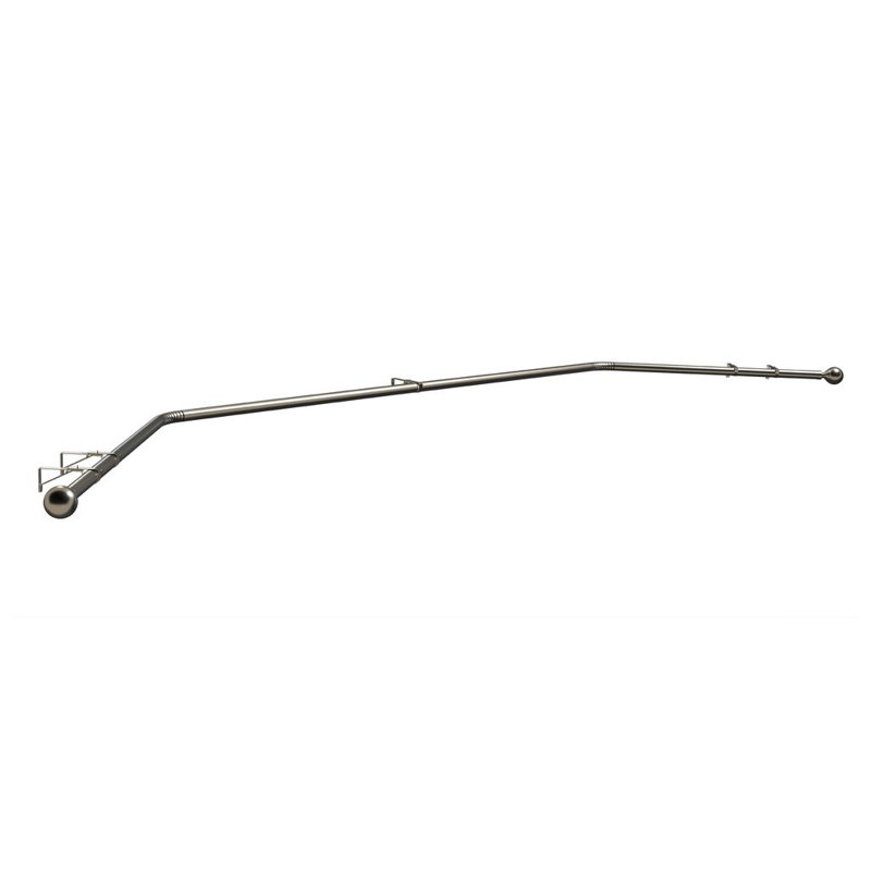 Arkwright Stainless Steel 400cm 19mm Bay Window Single Curtain Rod, Satin Silver
