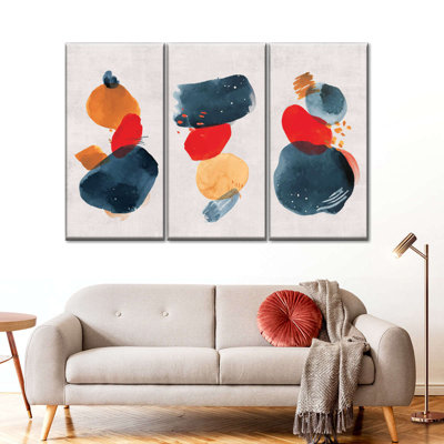 Watercolor Blotches Canvas Set On Canvas 3 Pieces Set