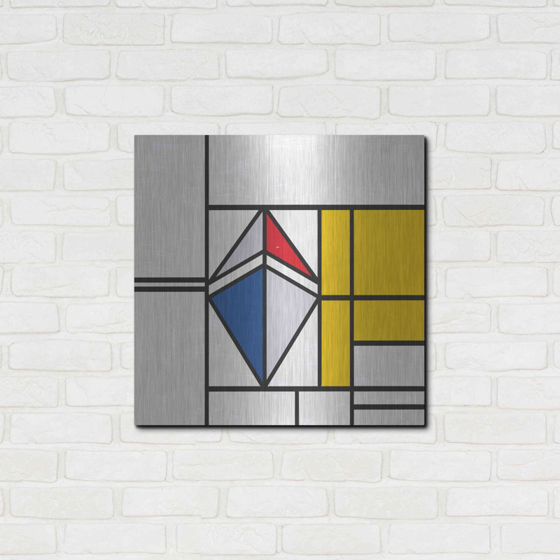 Ebern Designs «Mondrian 3937 Ethereum Crypto Art-02» par Luxe Portfolio, art mural en métal, H 24 po x l 24 po
