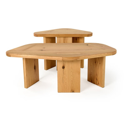 Ensemble de 2 tables basses Cid Kirk, forme libre, structure en bois de chêne naturel