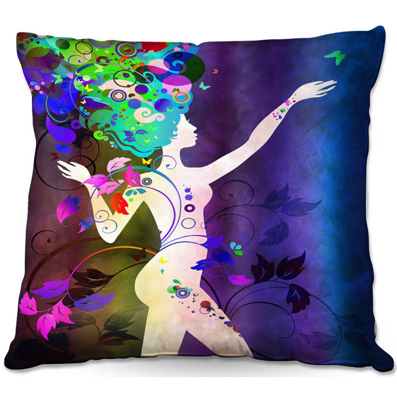 Housse et insert de coussin carré Couch Wondrous Night, 16 po x 1 po, Bleu / Rose / Vert