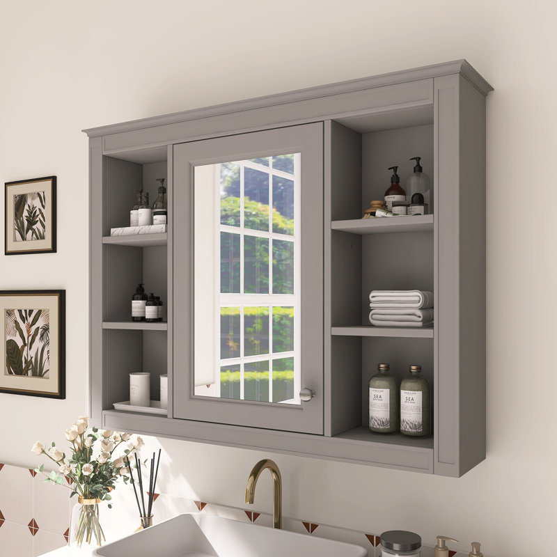 Armoire à pharmacie murale avec miroir, Gris
