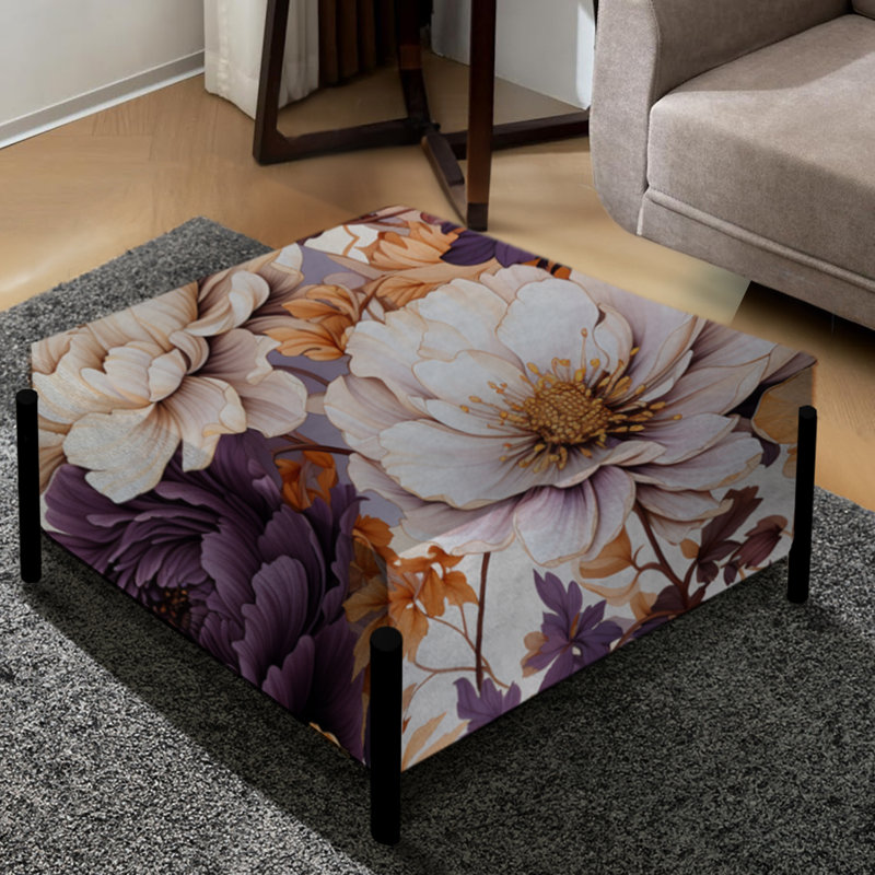 Composition de fleurs de chalet d'automne - Grand repose-pieds carré floral