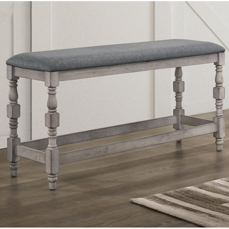 Banc à hauteur de comptoir Holtzclaw, Blanc antique, Gris foncé
