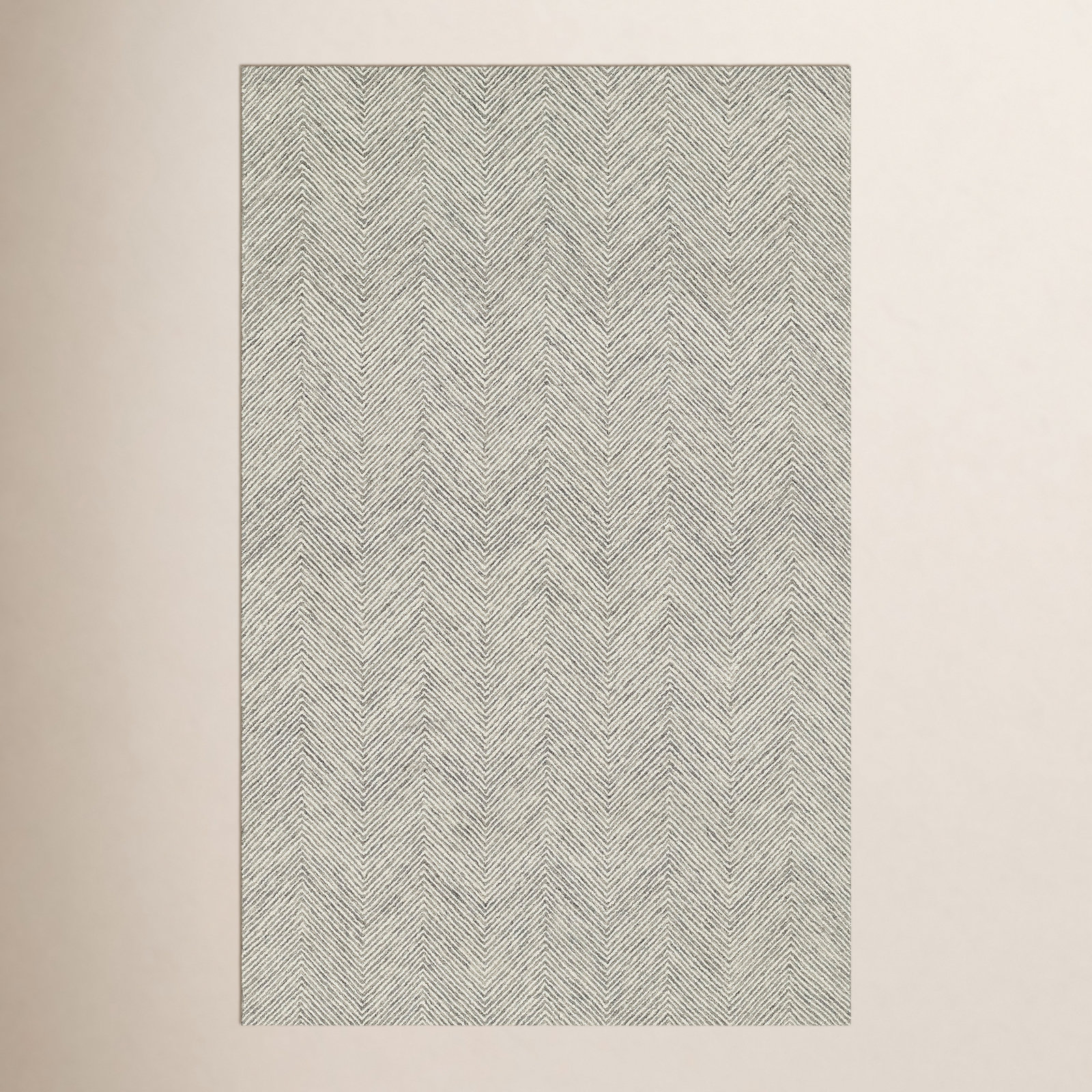 Wheaton Gray Beige Hand-Tufted Wool Chevron Rug, Rectangle 3'6" x 5'6"