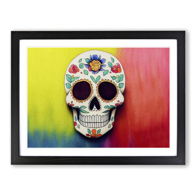 XH1022-360X A Decorated Floral Sugar Skull - Single Picture Frame Print