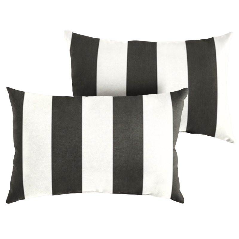 Housse et insert pour coussin d'extérieur Metro II, Cabana classique à rayures noires Sunbrella®, H 12 po x l 24 po