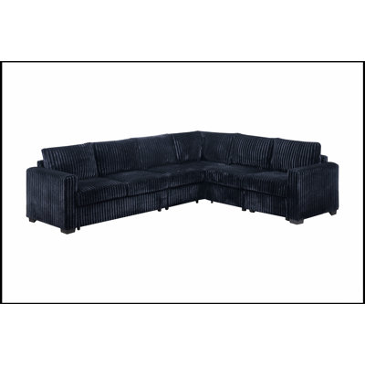 Ensemble de canapé modulaire en forme de L 4 pièces à finition noire avec causeuse à un accoudoir, fauteuil sans accoudoir, coin de coin et coussins moelleux pour les salons modernes